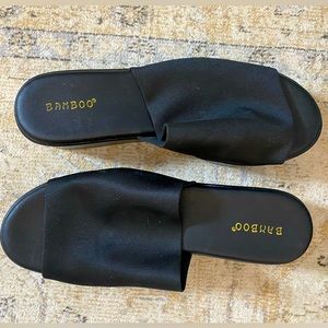 Bamboo Black Platform Sandals, size 10